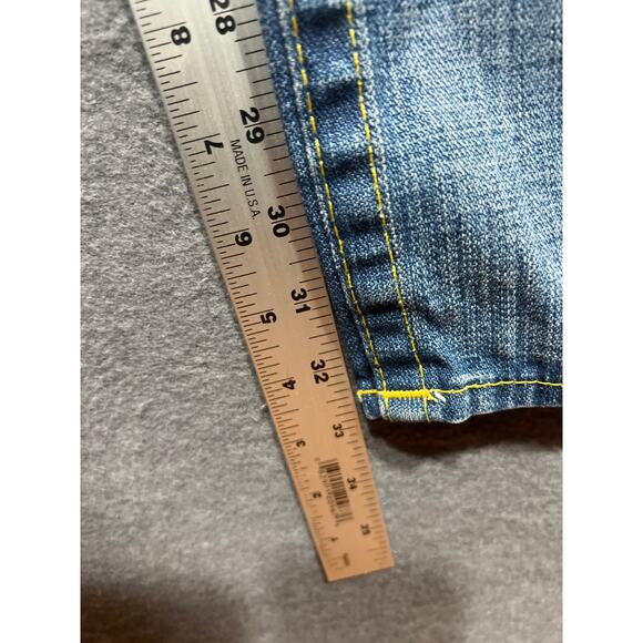 True Religion Billy Skull & Roses Mens Bootcut Distressed Jeans Size 38 - Picture 8 of 10